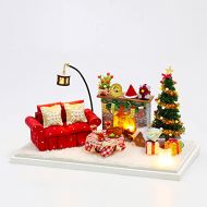 Roroom DIY Miniature and Furniture Dollhouse Kit,Mini 3D Wooden Doll House Craft Model with Dust Proof Cover and Music Movement,Creative Room Idea for Valentines Day Birthday Gift