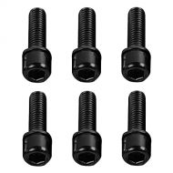 LoveinDIY 6pcs Bicycle Stem Screw, M5 x 18mm Bike Screws Stainless Steel Stem Bolts Screw with Washer Anti-Rust Handlebar Bolts for Bike Rear Rack Water Bottle Cage Holder - Black