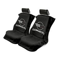 Seat Armour 2 Piece Front Car Seat Covers for Corvette C4 - Black Terry Cloth