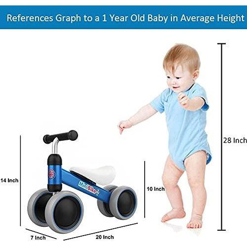  Ancaixin Baby Balance Bikes 10-24 Month Children Walker | Toys for 1 Year Old Boys Girls | No Pedal Infant 4 Wheels Toddler Bicycle | Best First Birthday New Year Holiday