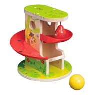 Hape Jungle Press and Slide | Kids Toy with Bell and Wooden Ball, Jungle Themed Lever Operated Toddler’s Game, E0508