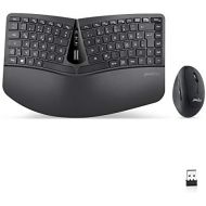 [아마존베스트]Perixx Periduo-606, Ergonomic Wireless Compact Keyboard and Vertical Mouse Desktop Set, Split Keypad, 4-way Scroll Wheel, Adjustable Palm Rest and Flat Keys with Vertical Mouse