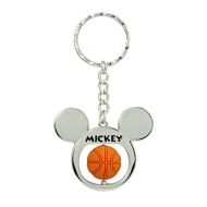 Disney Mickey Mouse Basketball Spinner Pewter Key Ring Key Accessory Multi colored, 3