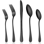 [아마존베스트]Black Silverware Set, LIANYU 20 Piece Stainless Steel Flatware Cutlery Set for 4, Mirror Finish, Dishwasher Safe