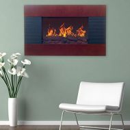 36-Inch Electric Fireplace - Wall Mount, Adjustable Heat, Dimmer, and Remote Control by Lavish Home (Mahogany)