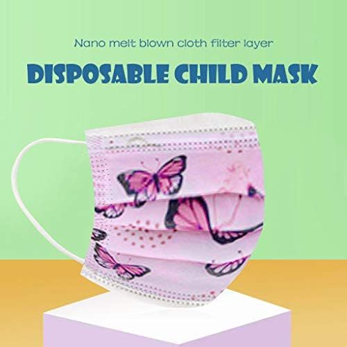  [아마존베스트]Huyuri 100 Pieces Childrens Disposable 3-ply Non-Woven Fabric Face Bandanas Patterned Outdoor - D Multicoloured