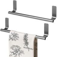 mDesign Decorative Metal Kitchen Self-Adhesive, Wall Mount Towel Bar - Storage and Display Rack for Hand, Dish and Tea Towels - Stick on Inside or Outside of Doors, 9 Wide, 2 Pack