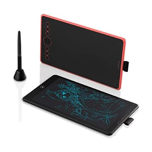  [아마존베스트]HUION Inspiroy Ink H320M (Coral Red Graphic Tablet with Multipurpose Function and LCD Writing Tablet, Support ± 60° Tilt Function, Compatible with Windows, MacOS and Android