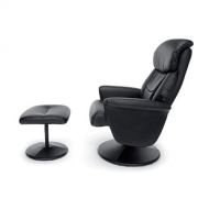OFM Essentials Massage Office, Computer, or Gaming Chair - Heated Shiatsu, Plush, Leather Recliner and Ottoman, Black (ESS-7050M)
