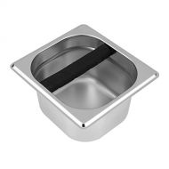 Espresso Knock Box,ASHATA Stainless Steel Espresso Coffee Knock Box Container Coffee Grounds Container Coffee Bucket with Rubber Bar for Coffee Machine S/L Size (S)