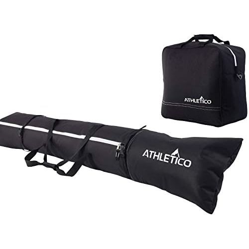 Athletico Padded Two-Piece Ski and Boot Bag Combo | Store & Transport Skis Up to 200 cm and Boots Up to Size 13 | Includes 1 Padded Ski Bag & 1 Padded Ski Boot Bag