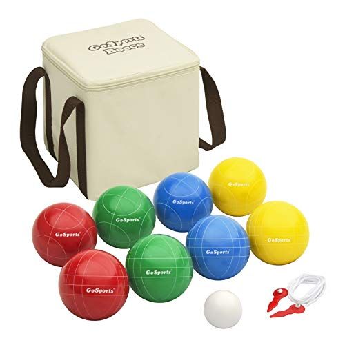  GoSports Backyard Bocce Sets with 8 Balls, Pallino, Case and Measuring Rope - Choose Between Classic Resin, Soft and Light Up LED Sets