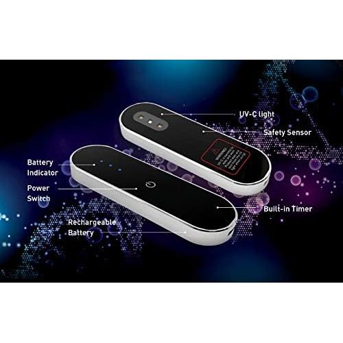  Stash Supply Germilyzer Black UV-C Light Sanitizing Wand Rechargeable Portable UV Light sanitizer disinfects Surfaces Clean and Hygienic in 20 Seconds Kills 99.9% of Germs Bacteria & Viruses UV