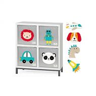 [아마존베스트]ONEOMI Foldable Canvas Storage Toy Box/Bin/Cube/Chest/Basket/Organizer for Kids and Toddlers - Removable and Interchangeable Designs, 4 Boxes, 8 Designs.
