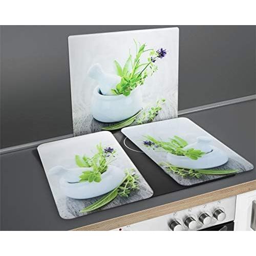  [아마존베스트]WENKO Multi-Panel Herb Garden - For Glass Ceramic Hobs, Chopping Board, Tempered Glass, 56 x 0.5 x 50 cm, Multi-Coloured