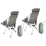NiceC Ultralight High Back Folding Camping Chair, Upgrade with Removable Pillow, Side Pocket & Carry Bag, Compact & Heavy Duty for Outdoor, Camping (Set of 2 Green)