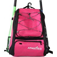 Athletico Baseball Bat Bag - Backpack for Baseball, T-Ball & Softball Equipment & Gear for Youth and Adults Holds Bat, Helmet, Glove, & Shoes Shoe Compartment & Fence Hook