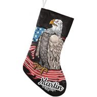 CUXWEOT Personalized Eagle American Flag Christmas Stocking Customize Name Decor for Xmas Tree Fireplace Hanging Party 17.52 x 7.87 Inch