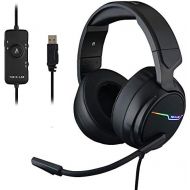 [아마존베스트]The G-LAB Korp Thallium Gaming Headphones, USB 7.1 Digital Surround Headset for Gamer, Audio - Microphone with Noise Cancellation - LED RGB - Compatible with PC PS4 Mac (Black)