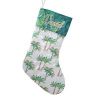 FunnyCustomShop OOshop Personalized Christmas Stockings Palm Tree with Name Custom Xmas Holiday Fireplace Festive Gift Decor 17.52 x 7.87 Inch