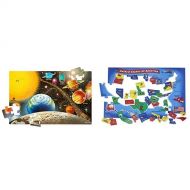 Melissa & Doug Solar System Floor Puzzle (Floor Puzzles, Easy-Clean Surface, Promotes Hand-Eye Coordination, 48 Pieces, 36” L x 24” W) AND Melissa & Doug USA (United States) Map Fl