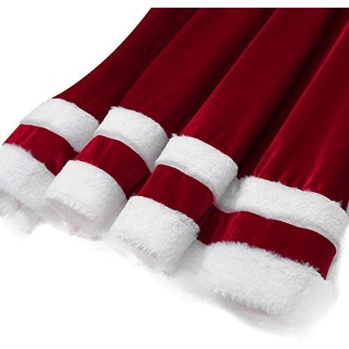  할로윈 용품ACSUSS Womens Soft Velvet Santa Claus Costume Christmas Cosplay Outfit Long Sleeve Midi Dress