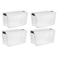 MRT SUPPLY Large 70 Qt Clear Base Ultra Latch Storage Container Box Tote (4 Pack) with Ebook
