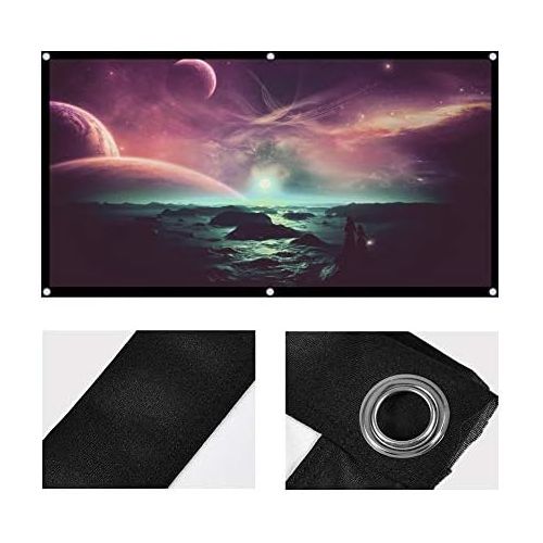  ASHATA 60 Inch 16:9 HD 4K Portable Foldable Projection Screen, Durable Non-Crease Projector Movies Screen Support Double Sided Projection for Home Office Cinema Indoor Outdoor