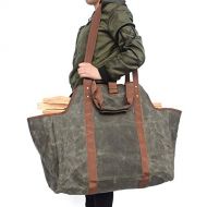 PYapron Premium Firewood Log Carrier & Tote Bag, Firewood Log Carrier Bag Waxed Canvas Fire Wood Carrying Holder for Fireplace Stove Accessories Indoor Outdoor, 22.8x11.8x14inch