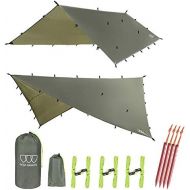 Gold Armour Rainfly Tarp Hammock, Premium 14.7ft/12ft/10ft/8ft Rain Fly Cover, Waterproof Ultralight Camping Shelter Canopy, Survival Equipment Gear Camping Tent Accessories (OD Gr