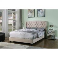 Best Master Furniture YY130 Yvette Upholstered Tufted with Wingback Platform Bed King Beige