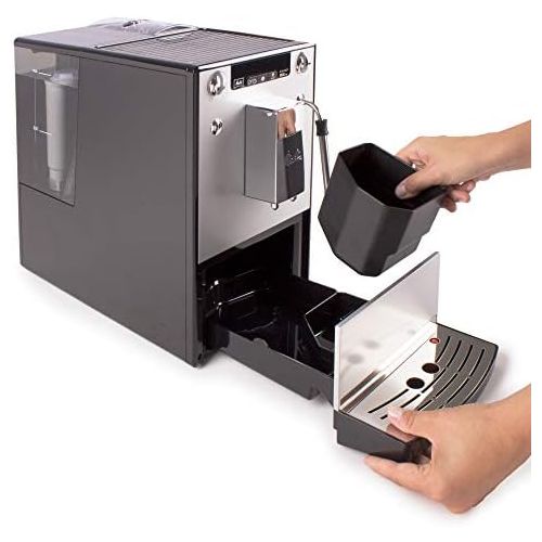  [아마존베스트]Melitta E953-102 Caffeo Solo and Milk Fully Automatic Coffee Maker with Milk Steamer - Silver and Black