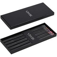 [아마존베스트]VIWIK 5 Pairs Fiberglass Chopsticks Reusable Classic Japanese Style Chop Sticks Gift Sets, Dishwasher Safe, 9 1/2 Inches - Style 1