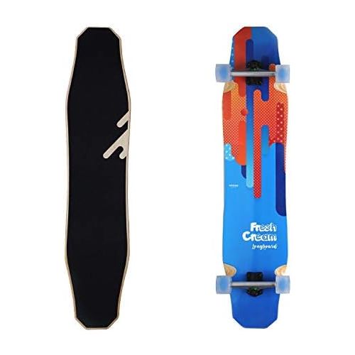  WHOMEPro Design 44 Inch Longboard Skateboard Complete - DancingFreeStyleSlide Cruiser - Fresh Cream Longboardsfor Adult Kids & Beginner