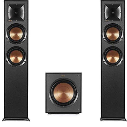 클립쉬 (1 Pair) Klipsch R 625FA Powerful Detailed Floorstanding Home Speaker Set of 1 Black + Klipsch R 100SW Powerful Detailed Home Speaker Set of 1 Black Bundle