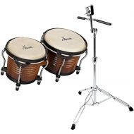 [아마존베스트]XDrum Bongo Pro Vintage Tobacco Set with Stand (6.5 Macho and 7.5 Hembra Wood Percussion Wood Bongo Natural Skin Drum with Chrome Tripod