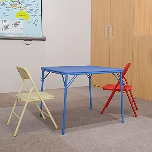  Flash Furniture JB-10-CARD-GG Kids Colorful 3 Piece Folding Table and Chair Set, , Blue