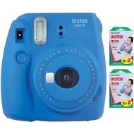 Fujifilm Instax Mini 9 Instant Camera (Cobalt Blue) with 2 x Instant Twin Film Pack (40 Exposures)