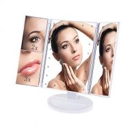ProttyLife Lighted Makeup Mirror - Trifold Travel Vanity Mirror Lights, 22pcs LED Touch Screen Magnifying Mirror...