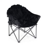 ALPHA CAMP Portable Camping Chair, Oversize Moon Round Saucer Chair Outdoor Folding Chair with Cup Holder and Carry Bag