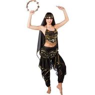 Fancy Me Ladies Deluxe Sexy Black Arabian Turkish Jasmine Belly Dancer Hen Do Night Party Fancy Dress Costume Outfit
