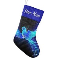 customjoy Flying Bird Blue Flame Personalized Christmas Stocking with Name Xmas Tree Fireplace Hanging Decoration Gift 17.52.7.87 Inch