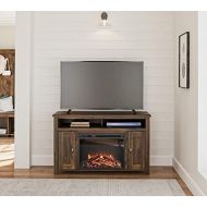 HomeTeks Tv Fireplace Stand Electric Fireplace Tv Stand-Media Fireplace Console, for Tvs Up to 50, Rustic-Turn Up The Ambiance of Your Room