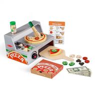 Melissa & Doug Top and Bake Wooden Pizza Counter Play Food Set (Pretend Play, Helps Support Cognitive Development, 34 Pieces, 7.75 H x 9.25 W x 13.25 L)