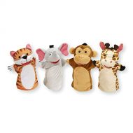 Melissa & Doug Zoo Friends Hand Puppets (Set of 4) - Frustration Free Packaging - Elephant, Giraffe, Tiger, and Monkey, Multicolor