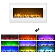 Northwest Electric Fireplace Wall Mounted, Color Changing LED Flame and Remote, 36 Inch, (White) 36-inch Modern Wall-Mounted-10, 3 Media Backgrounds with Adjustable Brightness, 36