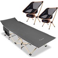 Sportneer Camping Cot and 2 Pack Portable Camping Chair for Camping, Hiking, Pinic, Beach, BBQ, Sunbathing
