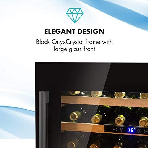  Klarstein Vinsider 24 Onyx Edition Weinkuehlschrank mit Glastuer - Weinkuehler, Weintemperierschrank, Einbaugerat, 24 Weinflaschen, 5-22 °C, LED-Display, 3 Boeden, Innenraumbeleuchtung