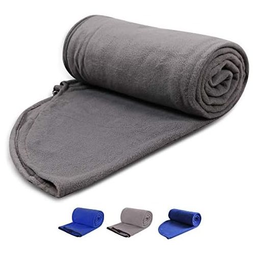  REDCAMP Fleece Sleeping Bag Liner with Hood, Great for Adult Warm or Cold Weather, 87 Long Full Sized Zipper Camping Blanket for Outdoor, Grey