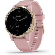 Garmin vivoactive 4S, Smaller-Sized GPS Smartwatch, Features Music, Body Energy Monitoring, Animated Workouts, Pulse Ox Sensors and More, Light Gold with Light Pink Band